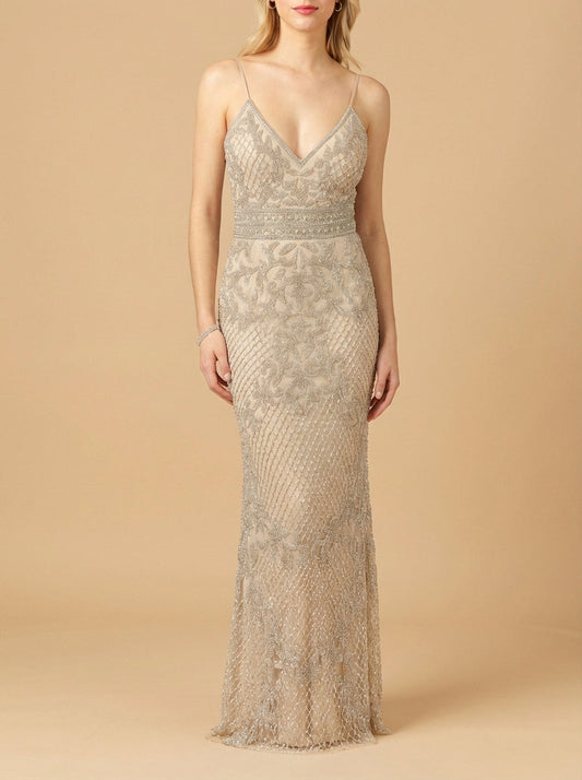 Body Con V-neck Beaded Dress | Lara 29904 Lara New York