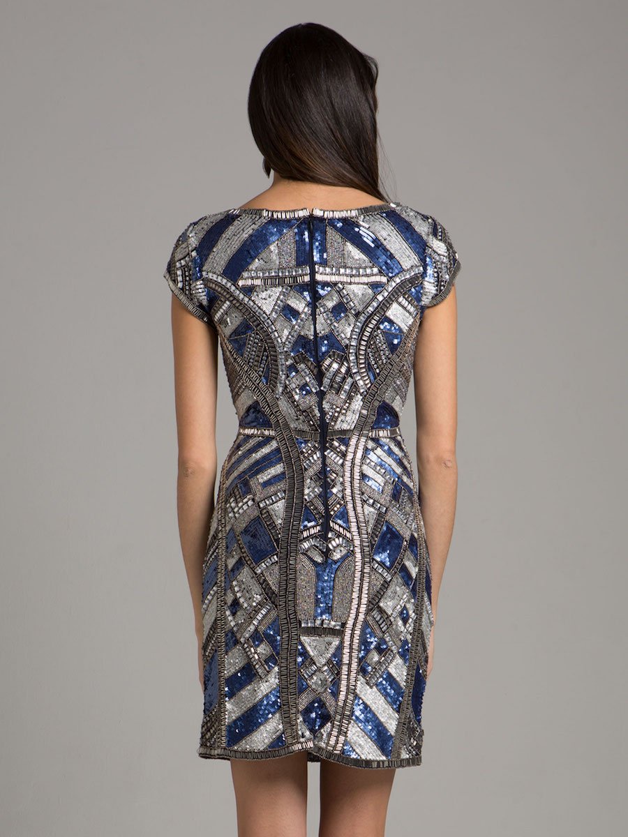 Lara 29909 - Beaded, V-neck Mini Dress Lara New York