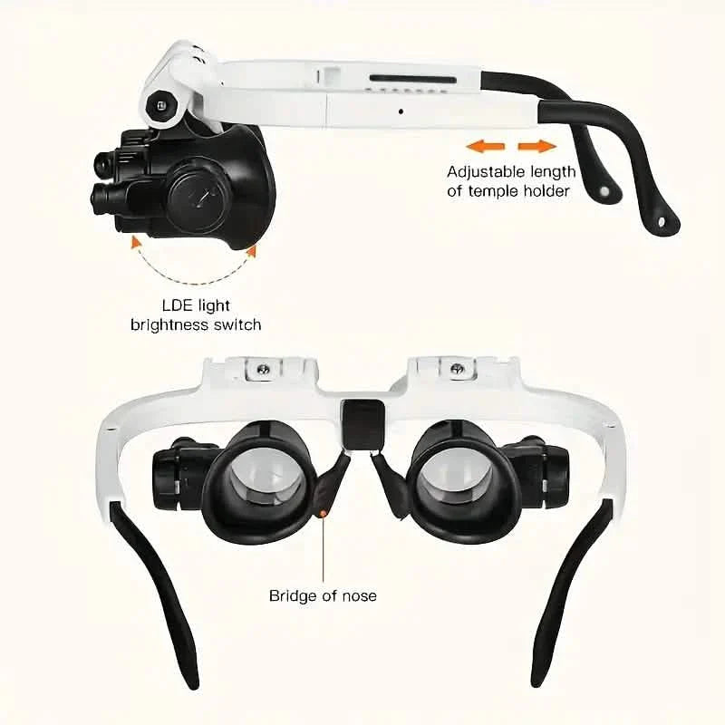 2-LED Head-Mounted Magnifier Glasses – 8x/15x/23x with Repair Light DailySale
