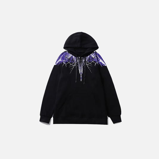 Premium Wings Print Hip Hop Hoodie - Unisex Oversized Graphic Streetwear Pullover - FASHIONBUY