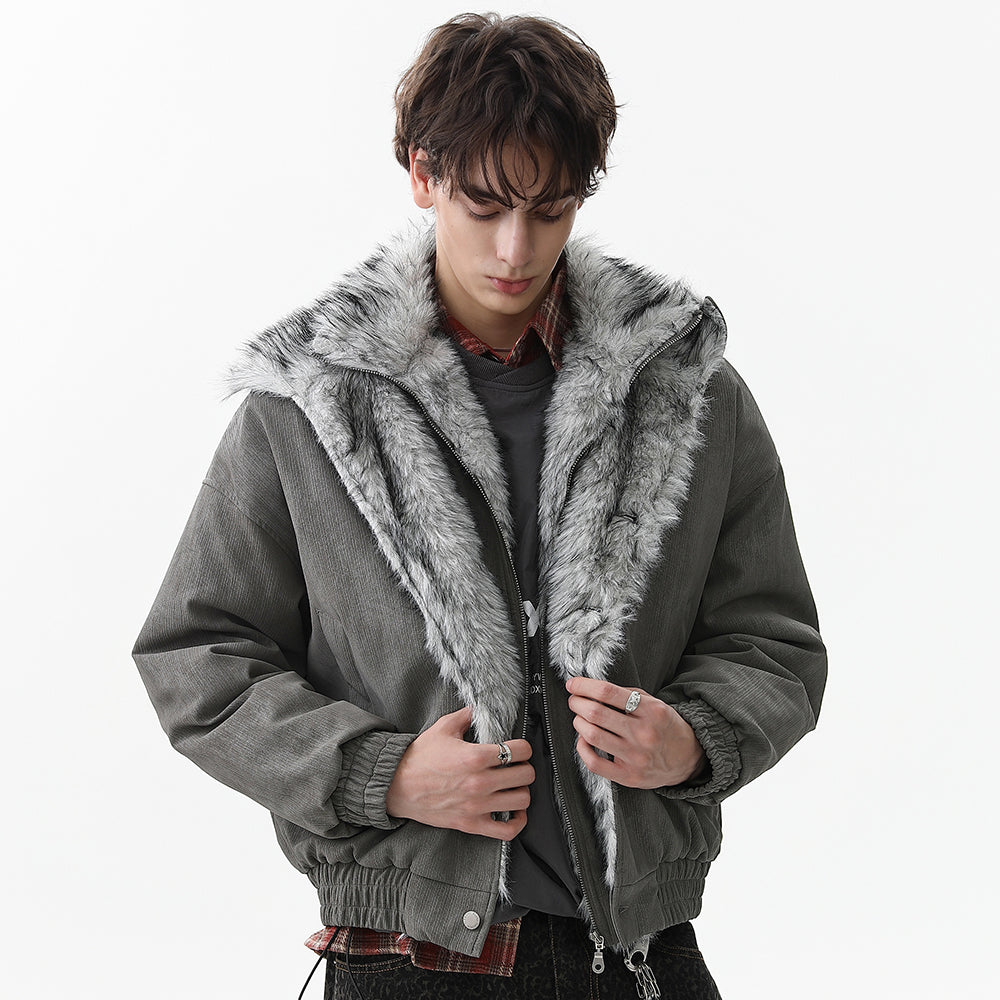 Patchwork Faux Fur Stand Jacket - Premium Winter Streetwear | LuxuryUrbanwearPatchwork Fur | Winter Stand Jacket - Luxuryurbanwear