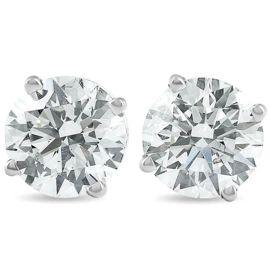 2Ct TW Round Lab Grown Diamond Studs 14K White Gold with Screw Backs DailySale