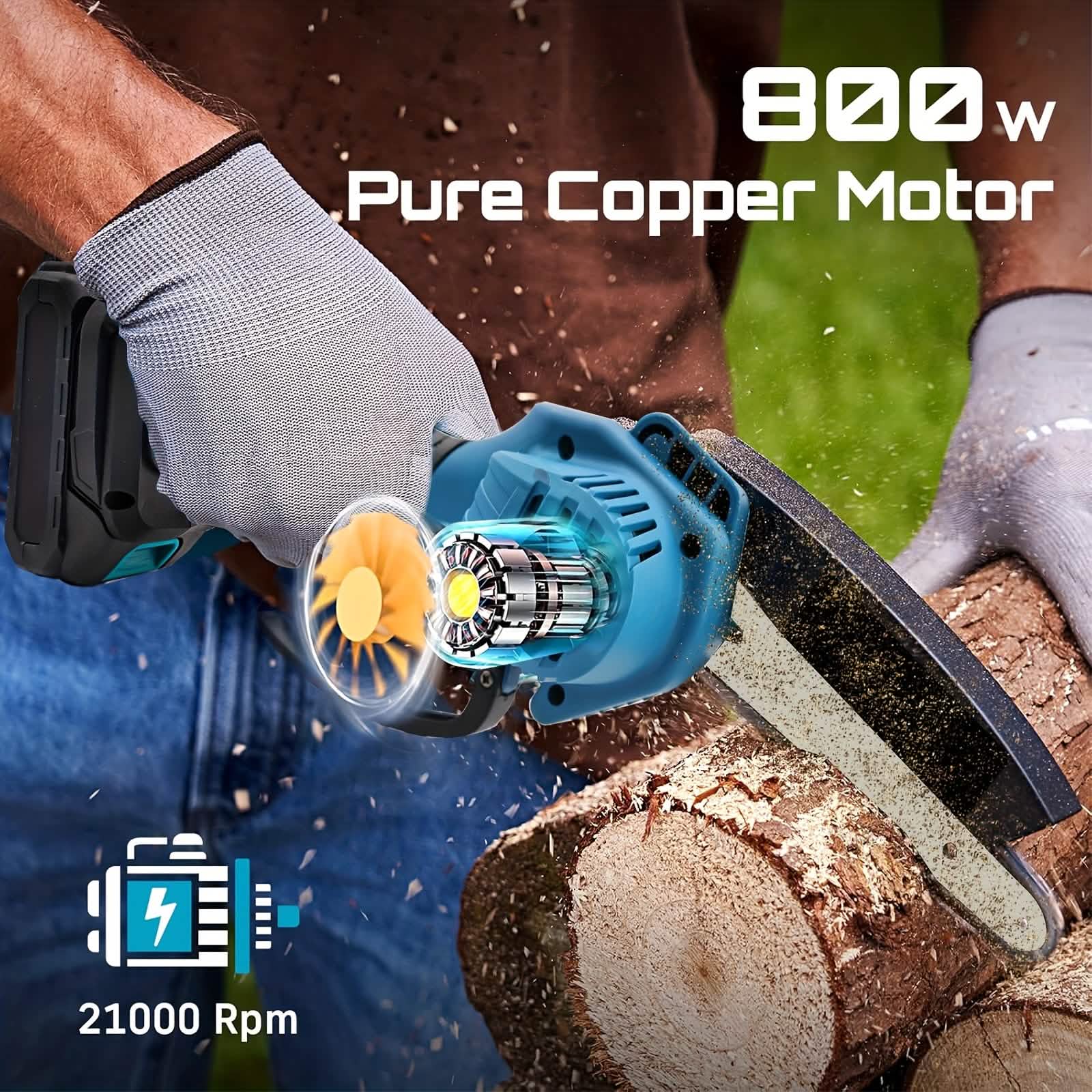 6-inch Cordless Mini Chainsaw – Handheld Electric, Lightweight, Battery-Powered DailySale