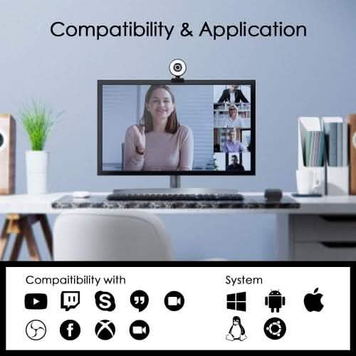 2K HD Webcam with Built-In 18 LED Adjustable Ring Light and Microphone DailySale