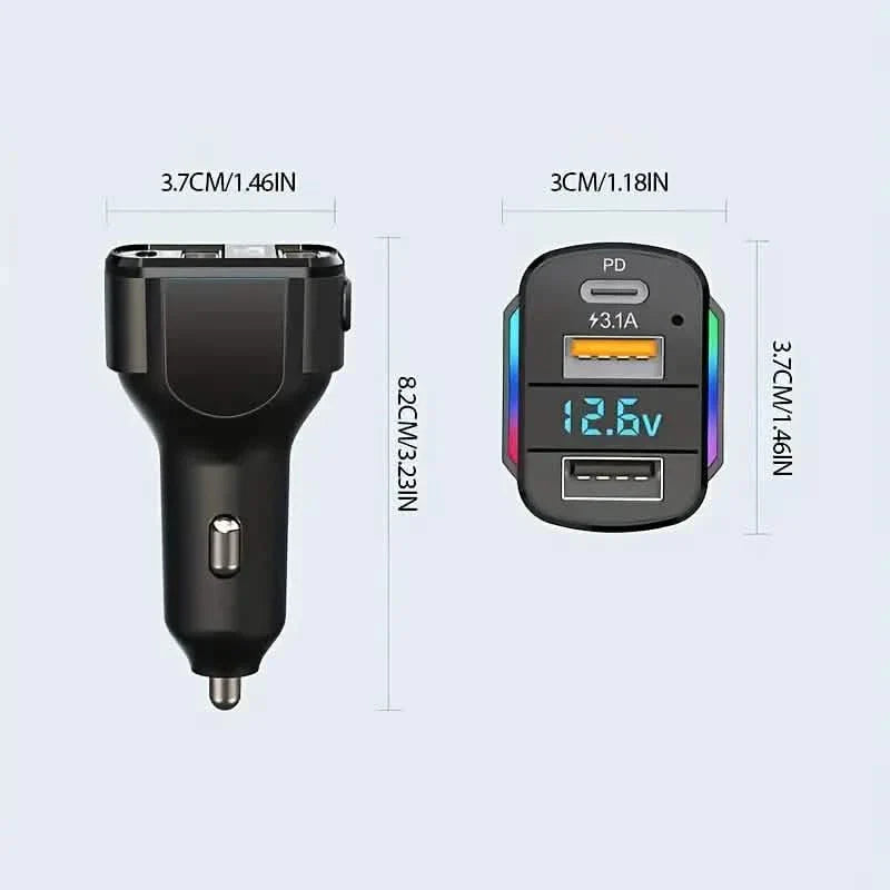 3-in-1 65W 3-port USB PD Fast Car Charger DailySale