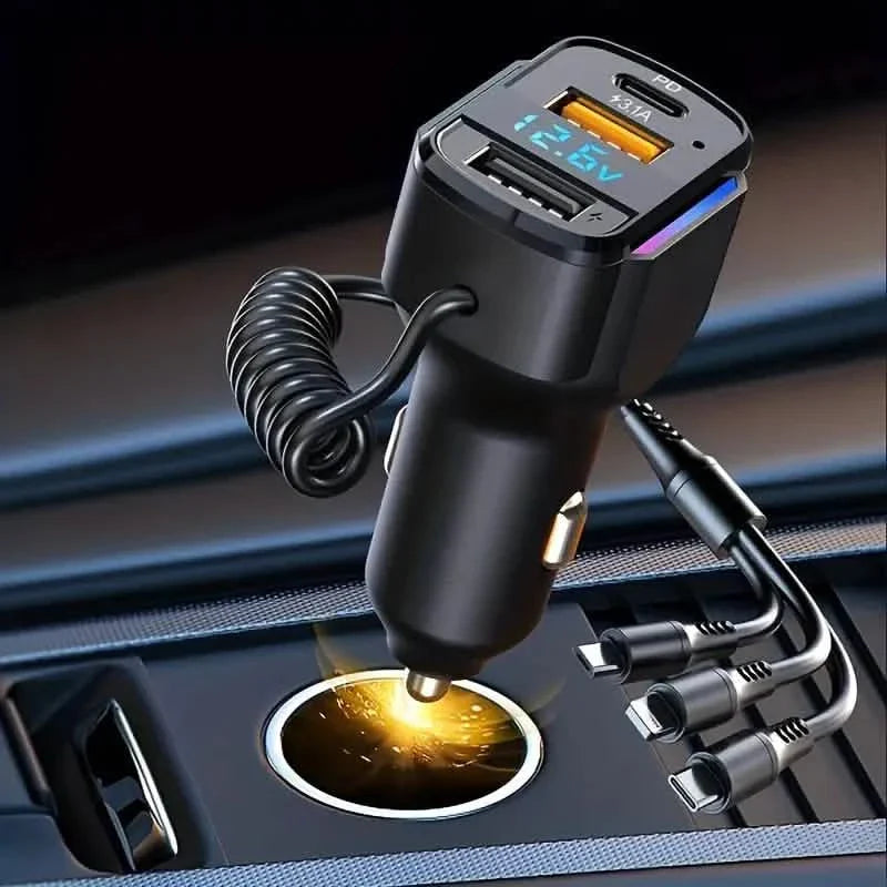 3-in-1 65W 3-port USB PD Fast Car Charger DailySale