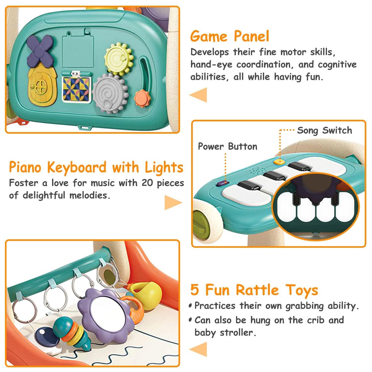 3-in-1 Baby Gym Playmat with Learning Walker for 0-12 Months Old DailySale