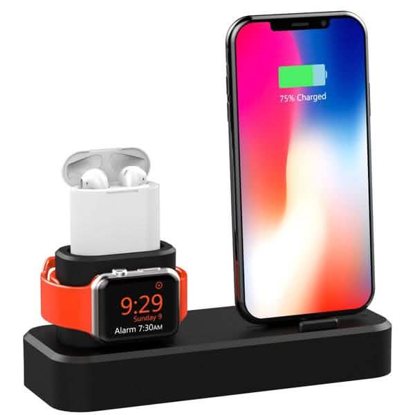 3-in-1 Charging Station Silicone for Apple Watch, Airpods, and iPhone DailySale
