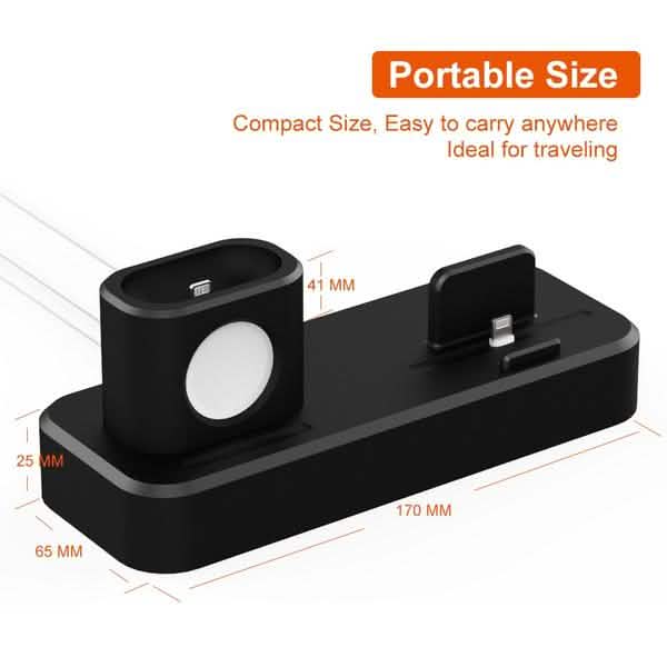 3-in-1 Charging Station Silicone for Apple Watch, Airpods, and iPhone DailySale