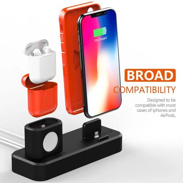 3-in-1 Charging Station Silicone for Apple Watch, Airpods, and iPhone DailySale