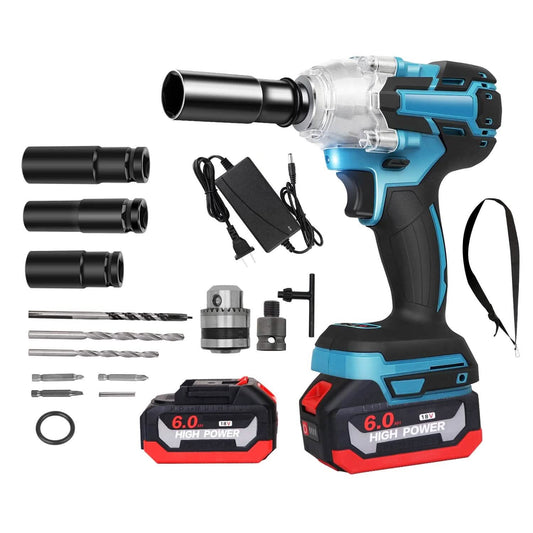 3-In-1 Cordless Electric Impact Wrench Drill Screwdriver with Brushless Motor Max 3450RPM Variable Speed DailySale