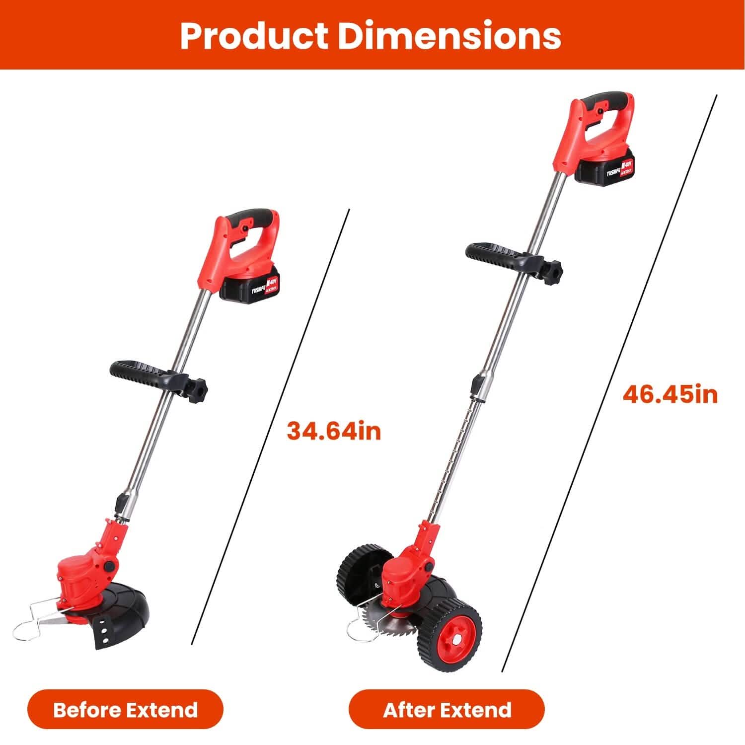 3-in-1 Electric Cordless Grass Wacker Battery Powered Grass Trimmer with Wheels Adjustable Head with 2-Pieces 2500mAh Batteries DailySale