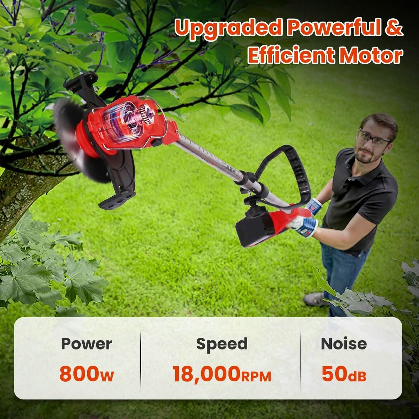 3-in-1 Electric Cordless Grass Wacker Battery Powered Grass Trimmer with Wheels Adjustable Head with 2-Pieces 2500mAh Batteries DailySale