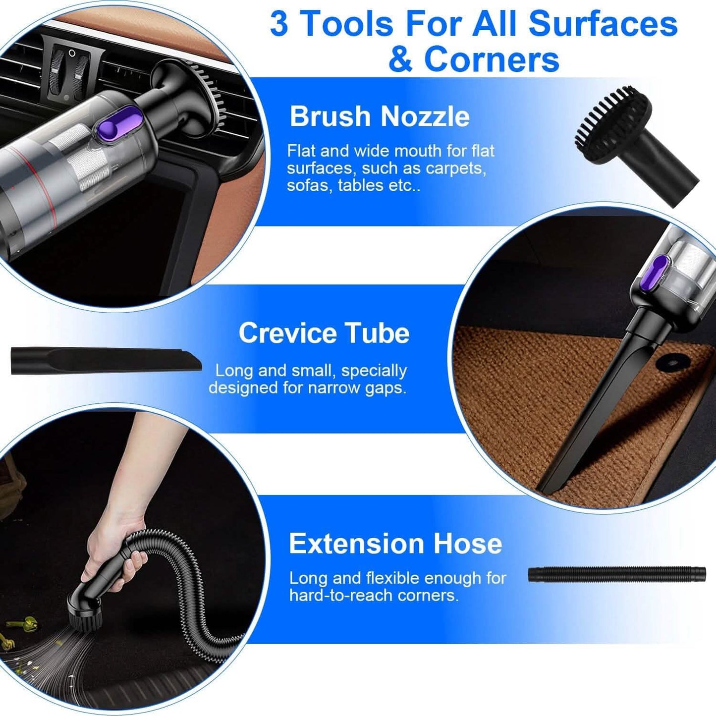 3-in-1 Handheld Cordless Car Vacuum Cleaner DailySale