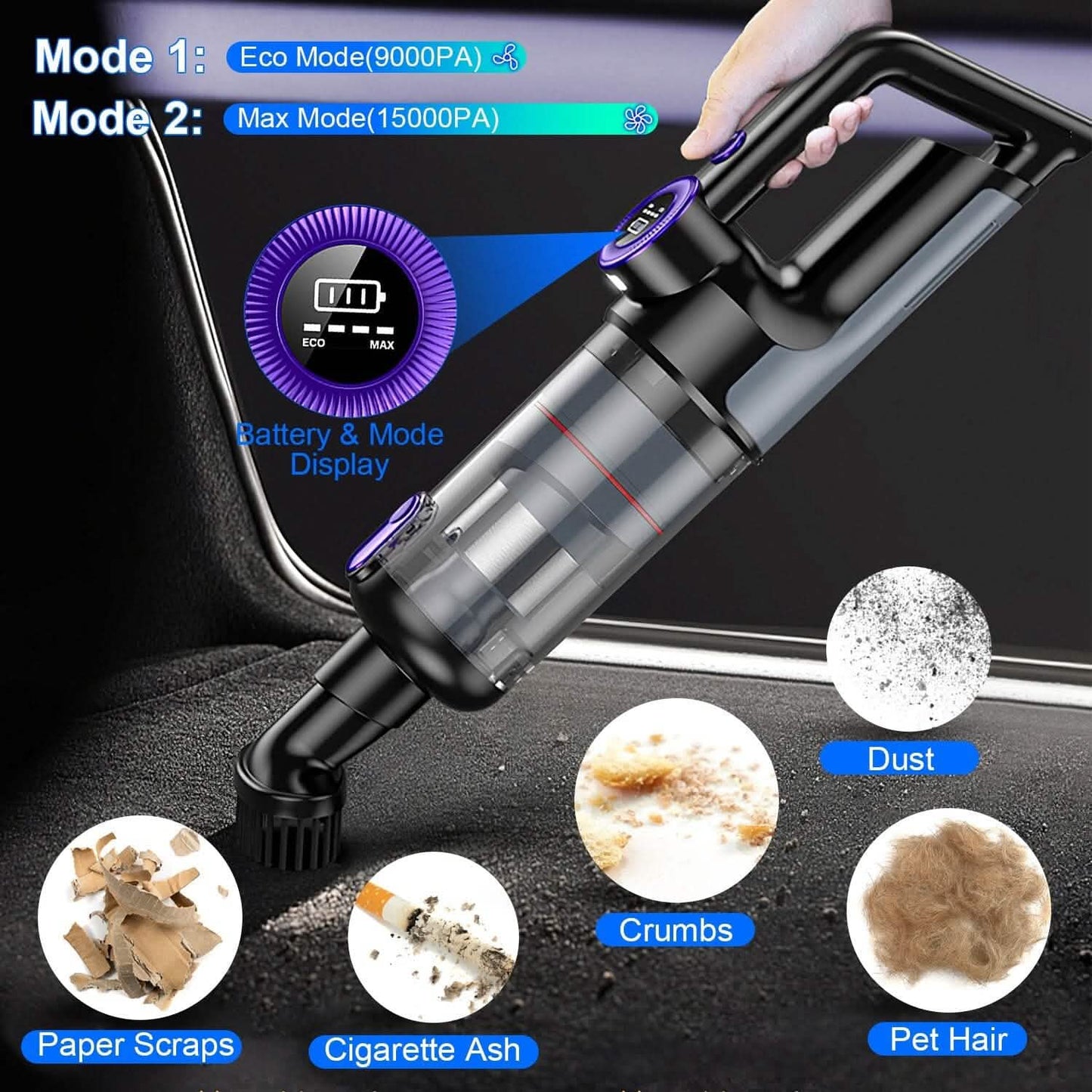 3-in-1 Handheld Cordless Car Vacuum Cleaner DailySale