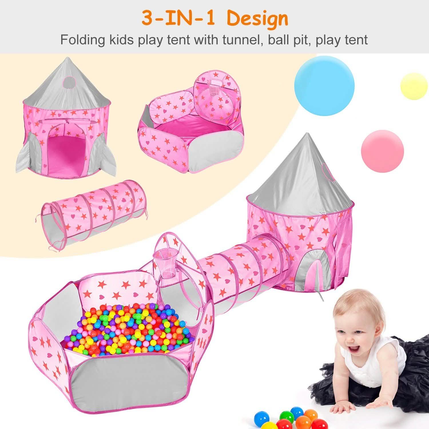 3-in-1 Kids Play Tent Ball Pit Set DailySale