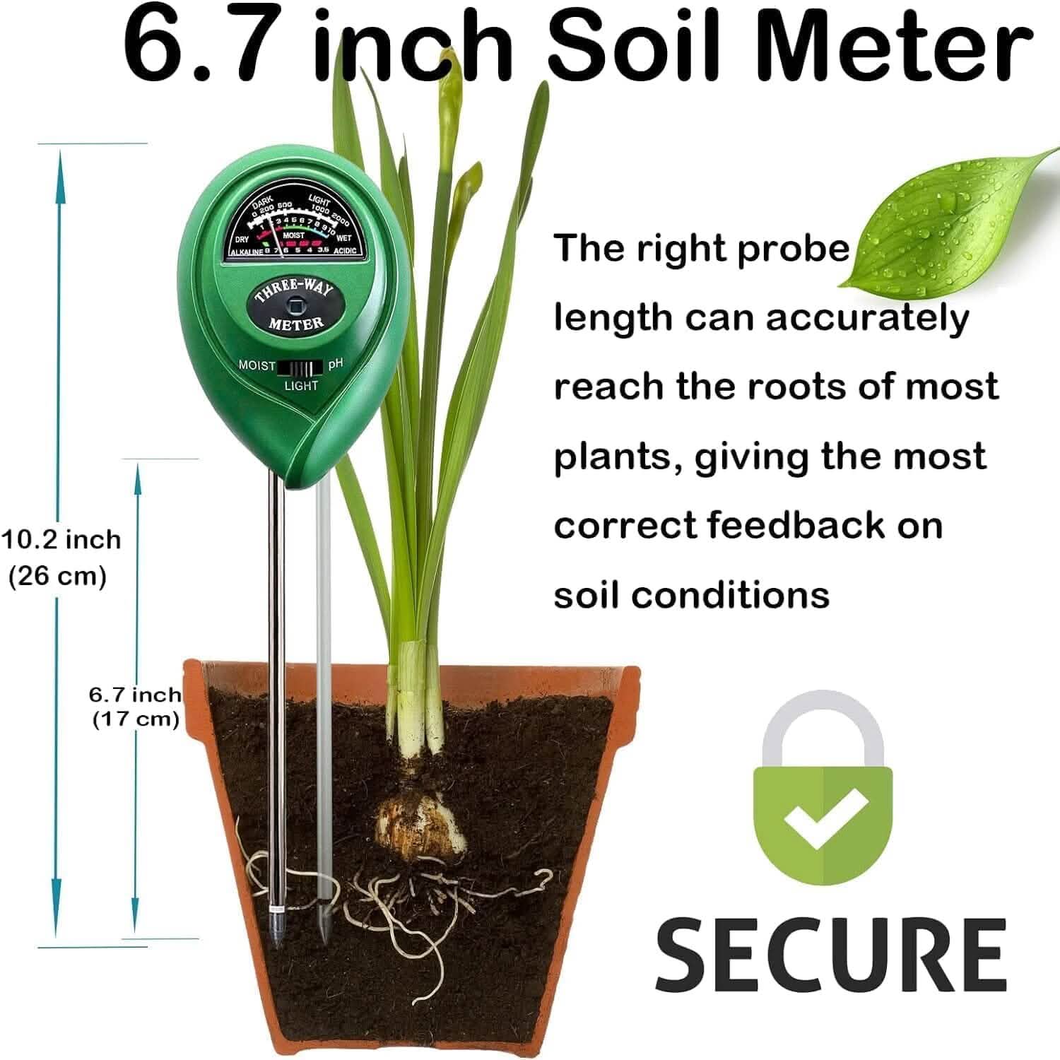 3-in-1 Soil Moisture Meter Probe Tester pH/Light for Plants DailySale