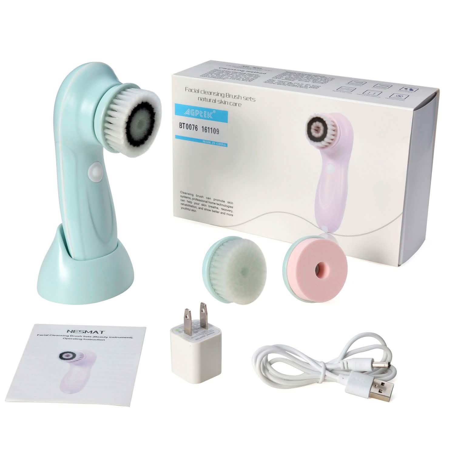 3-in-1 USB Rechargeable Facial Cleansing Brush Set Soft Scrubber Face Exfoliating DailySale