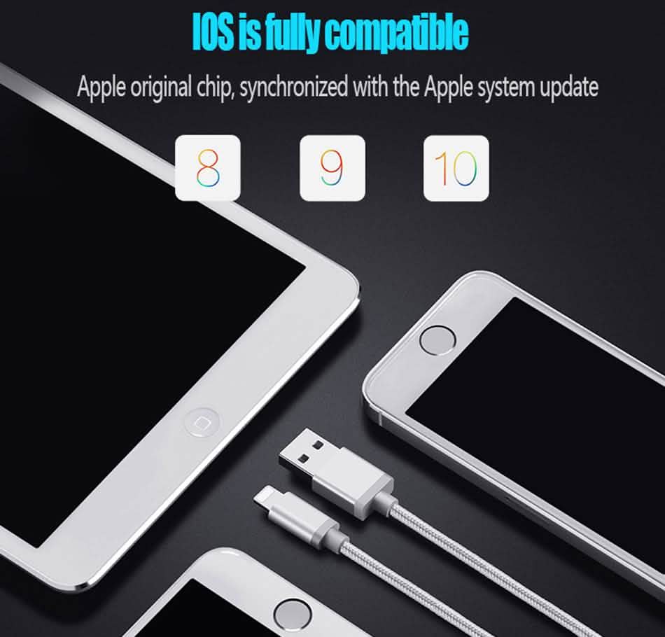 3-Pack: 10FT Heavy Duty Braided iPhone Lightning USB Cable DailySale