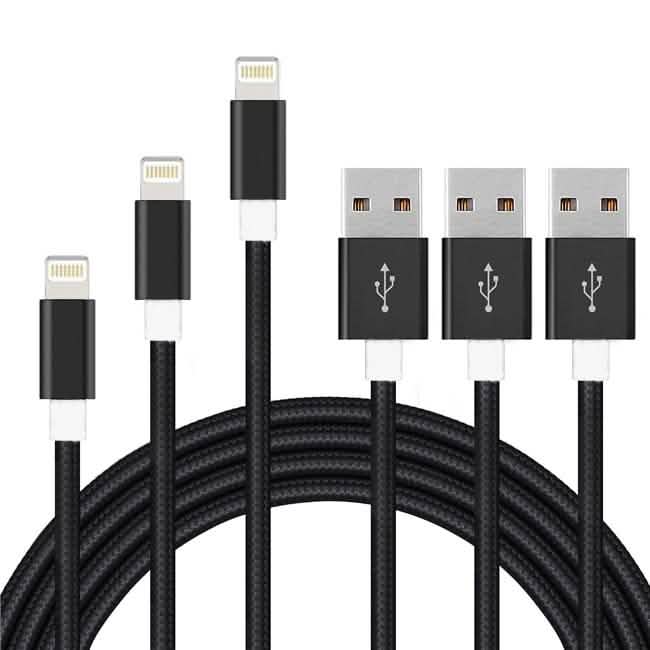 3-Pack: 10FT Heavy Duty Braided iPhone Lightning USB Cable DailySale