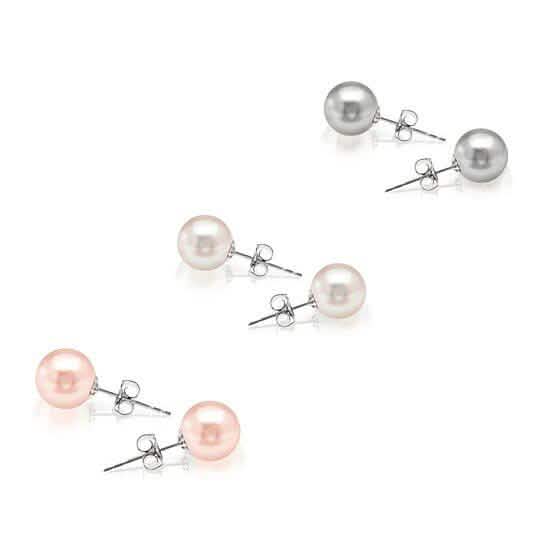 3-Pack: 18k White Gold Plated Pearl Studs DailySale