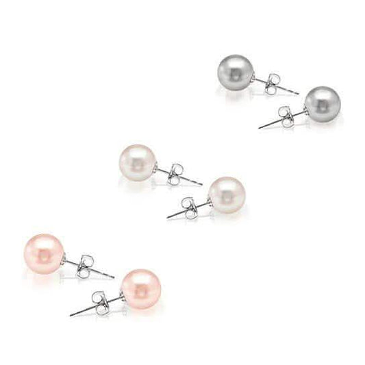 3-Pack: 18k White Gold Plated Pearl Studs DailySale