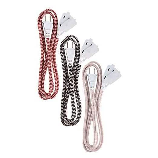 3-Pack: 6" Ativa Braided AC Extension Cord DailySale