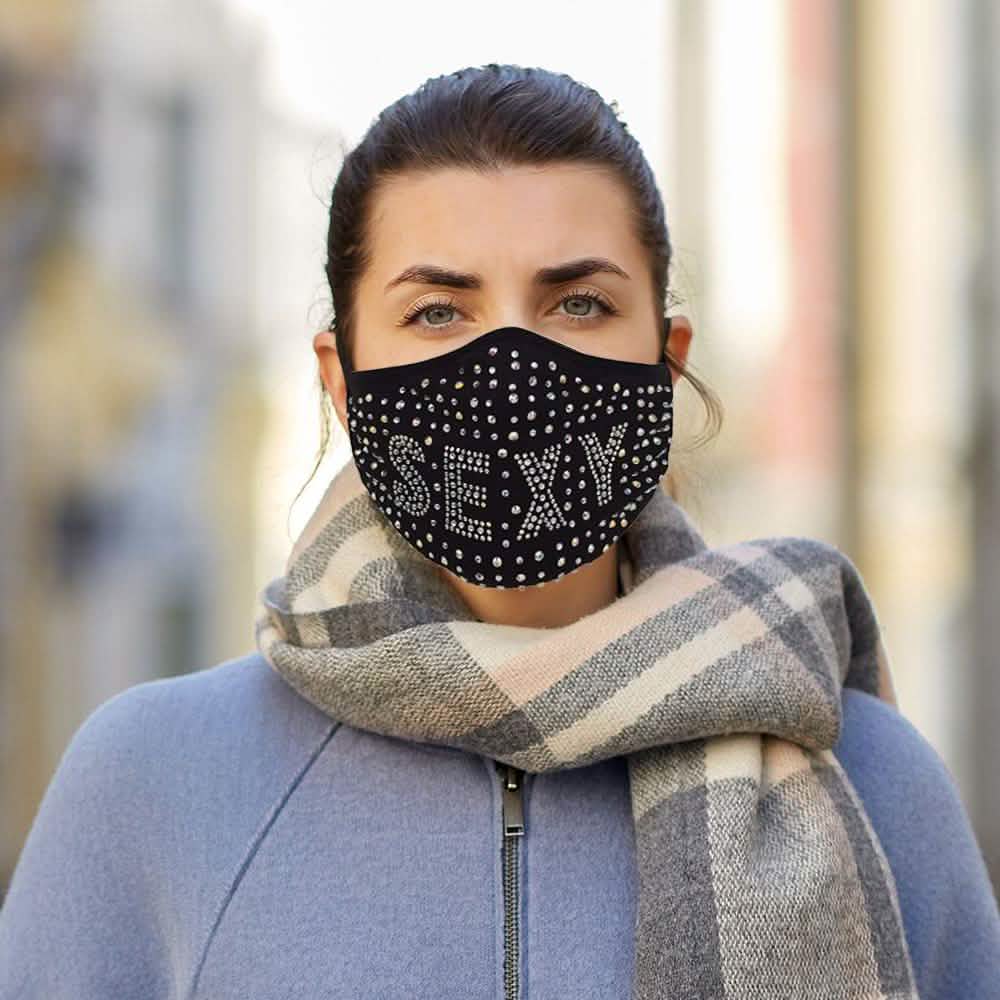 3-Pack: All the Blings Rhinestone Cotton Face Mask DailySale