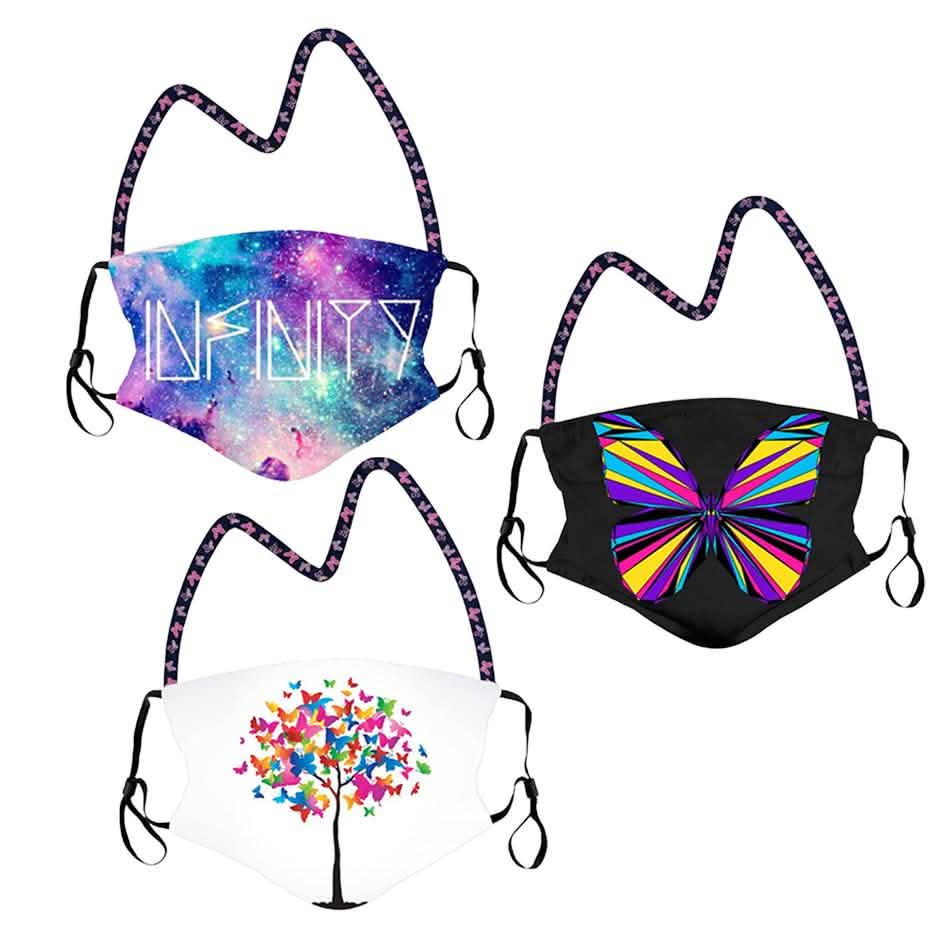 3-Pack: Anti-Lost Easy To Carry Reusable Cotton Face Mask With Lanyard Leash DailySale