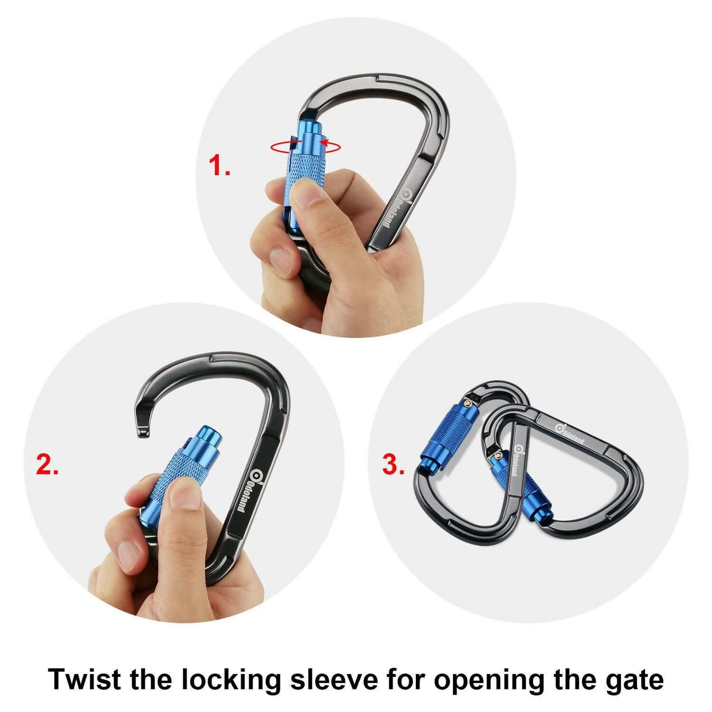3-Pack: Auto Locking Rock Climbing Carabiner Clips Heavy Duty Caribeaners D-Shaped DailySale