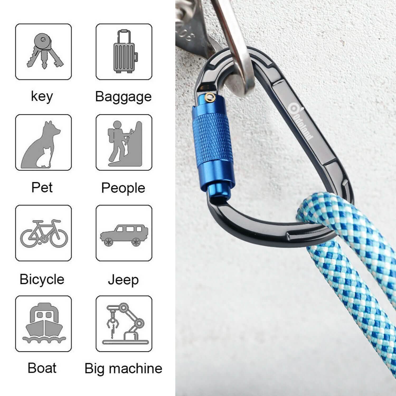 3-Pack: Auto Locking Rock Climbing Carabiner Clips Heavy Duty Caribeaners D-Shaped DailySale