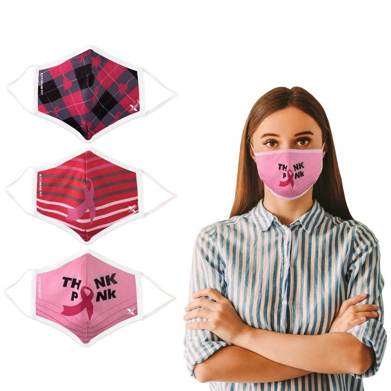 3-Pack: Breast Cancer Awareness Reusable Non-Medical 2-Layer Fabric Face Masks DailySale