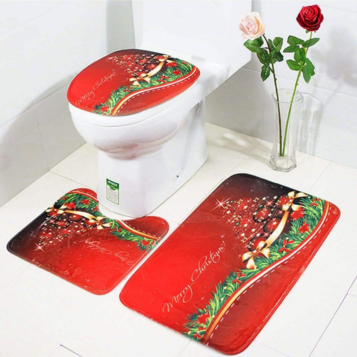 3-Pack: Christmas Bathroom Rugs Set DailySale