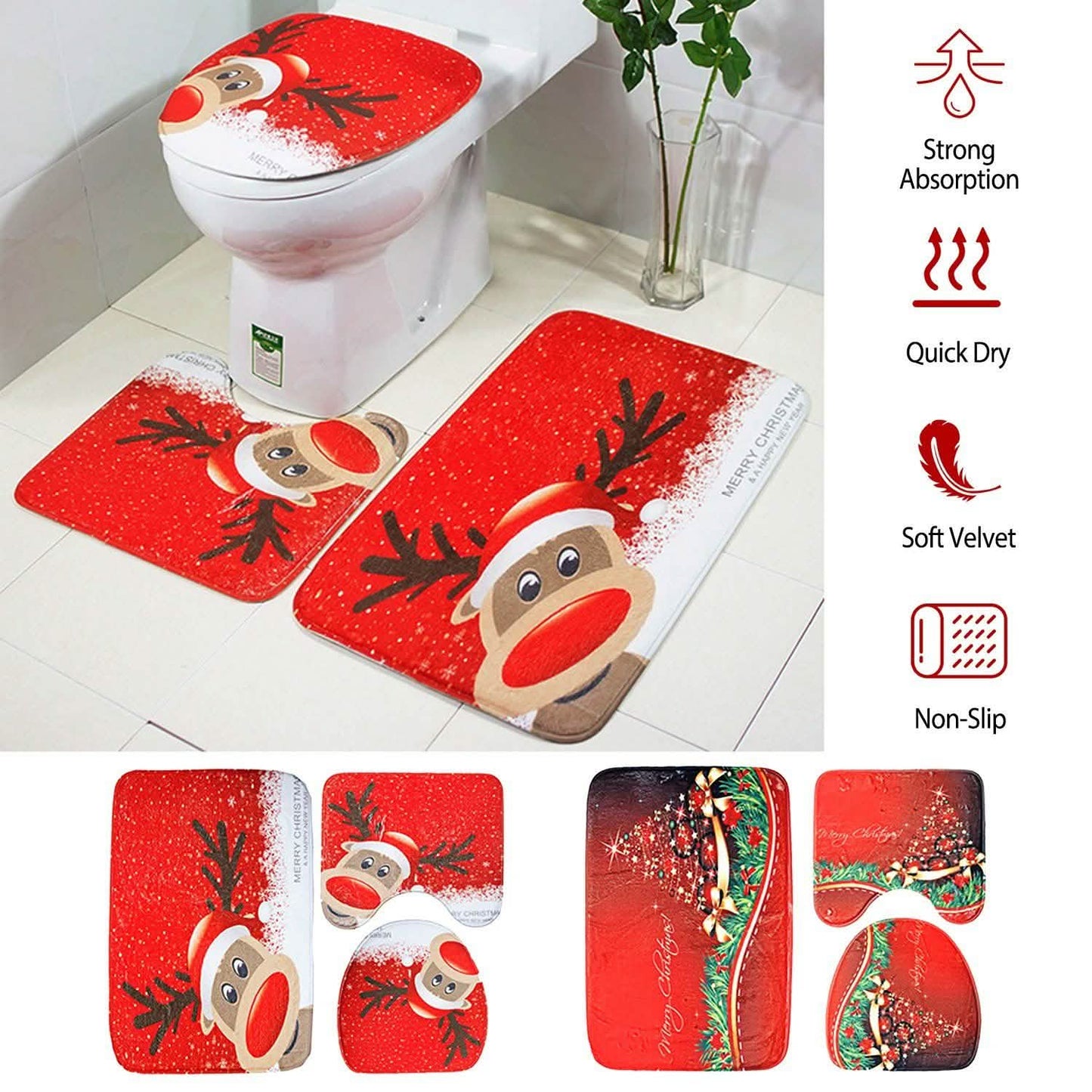 3-Pack: Christmas Bathroom Rugs Set DailySale