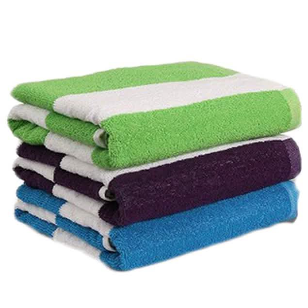 3-Pack: Cotton Bath Towel, Cabana Stripe Beach Towel DailySale