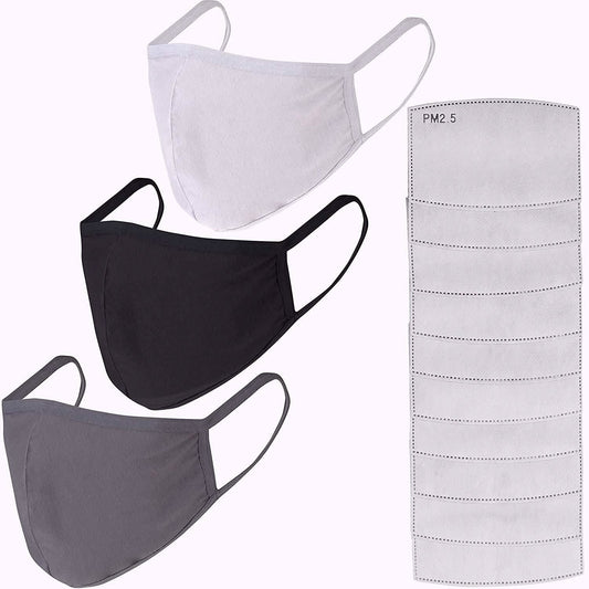 3-Pack: Cotton Reusable Face Masks with 10 Filters DailySale