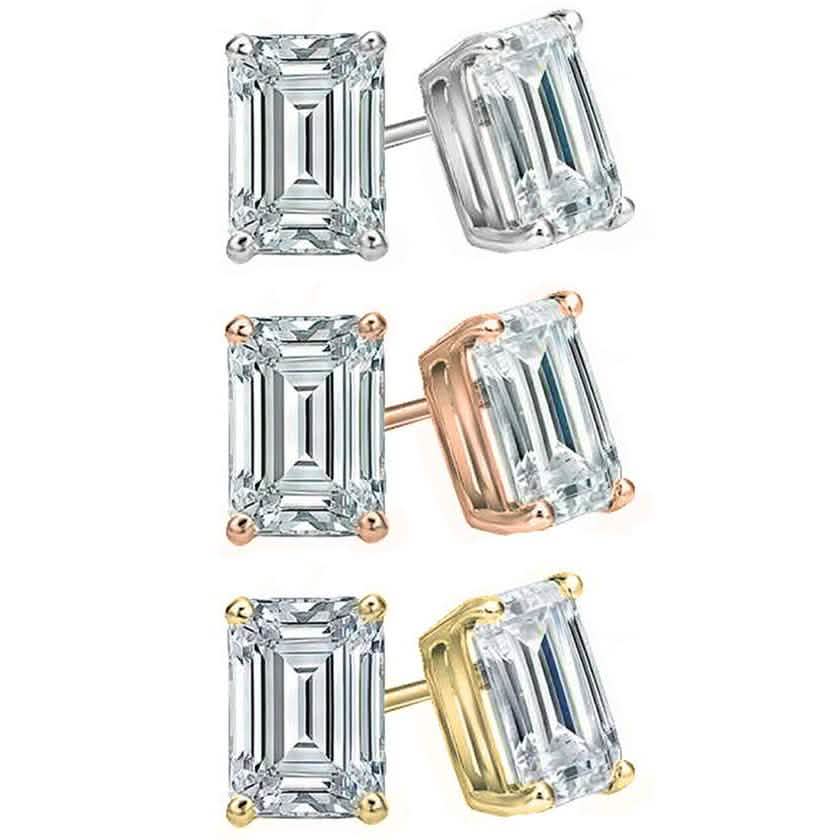 3-Pack Emerald Cut Crystal Stud Earrings Set by Elements of Love DailySale
