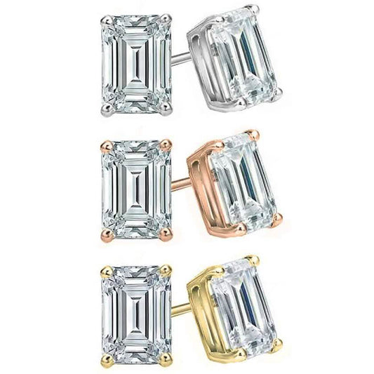 3-Pack Emerald Cut Crystal Stud Earrings Set by Elements of Love DailySale
