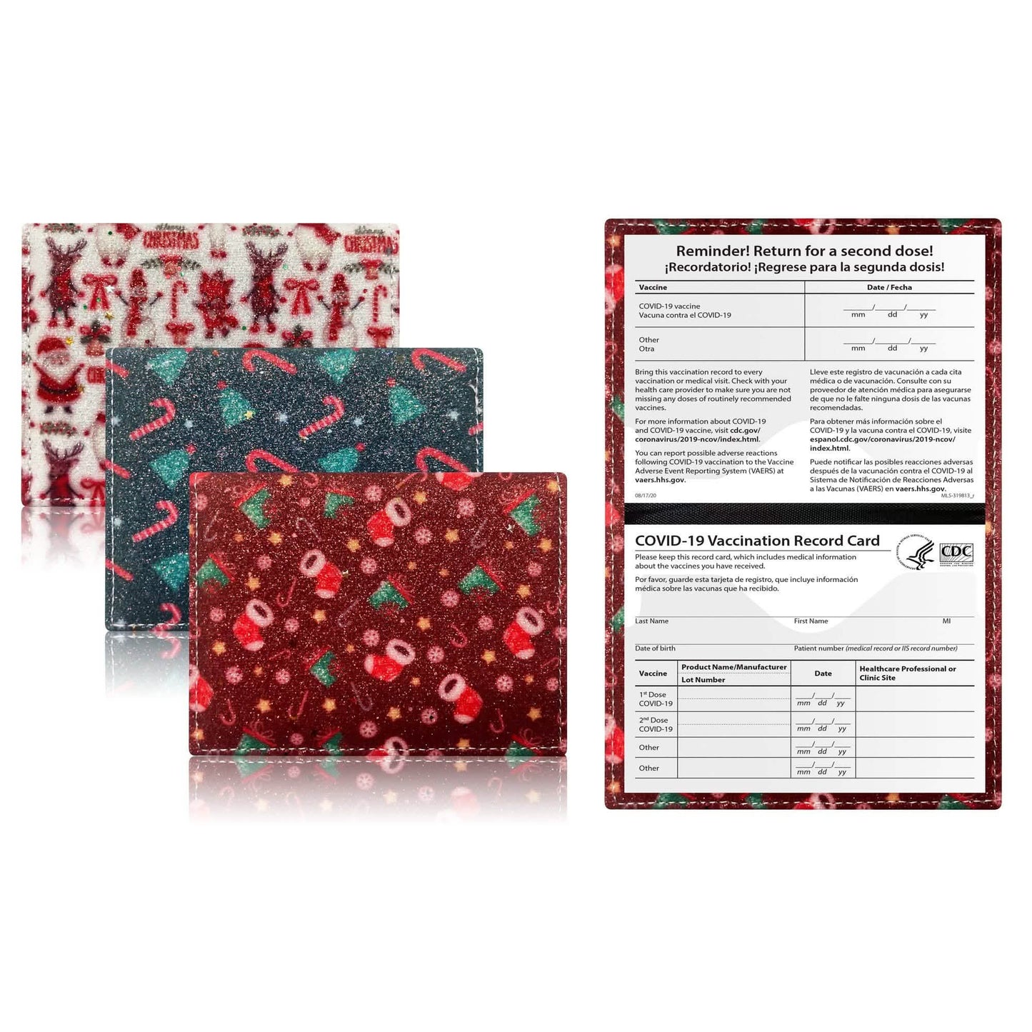 3-Pack: Faux Leather Holiday Themed CDC Vaccination Card Holder DailySale