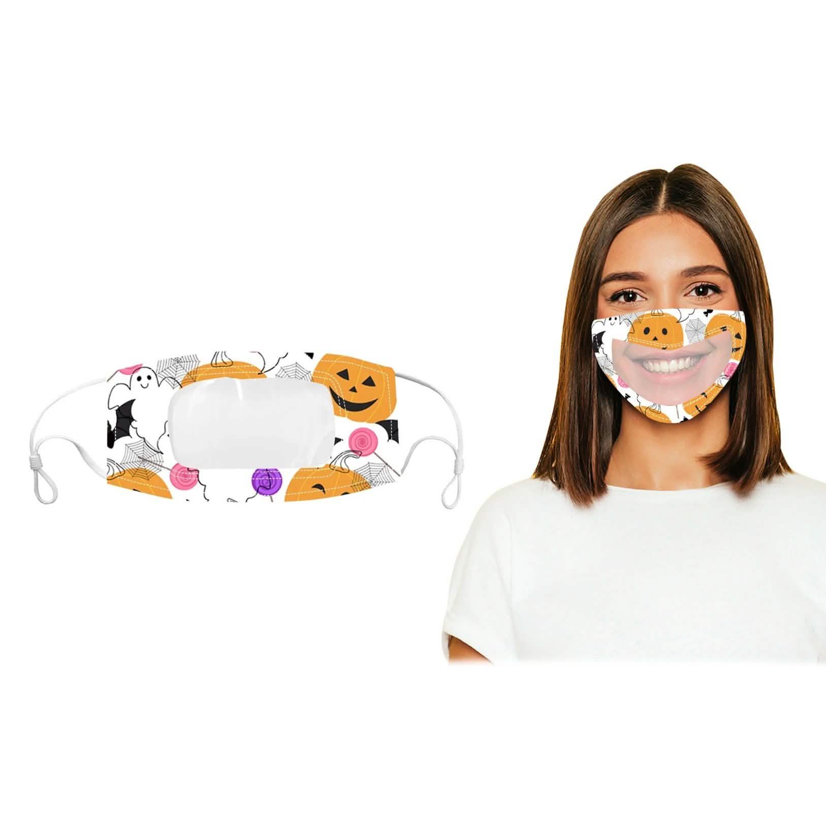 3-Pack: Halloween Edition Smile Communicator Clear Mouth Face Mask DailySale