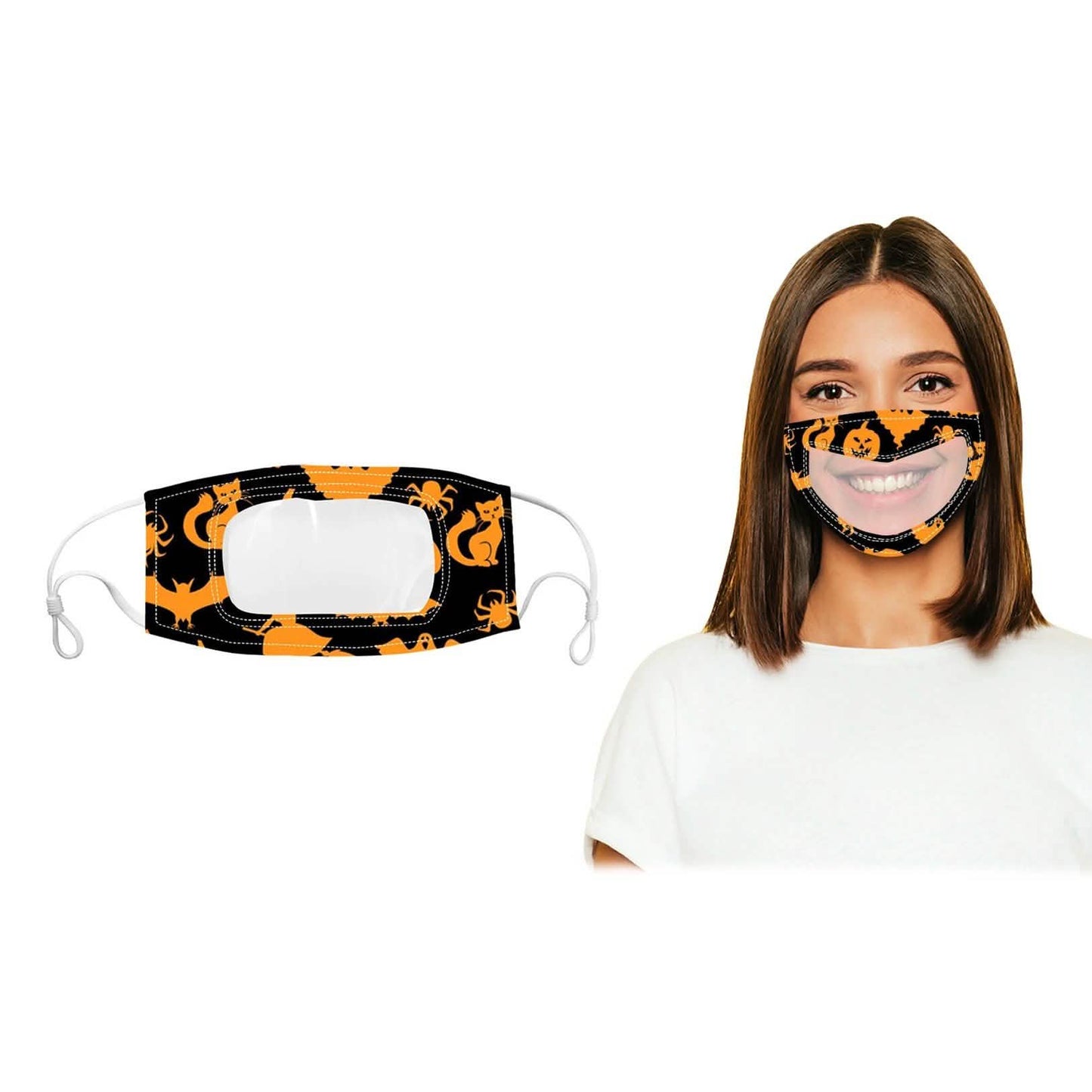 3-Pack: Halloween Edition Smile Communicator Clear Mouth Face Mask DailySale