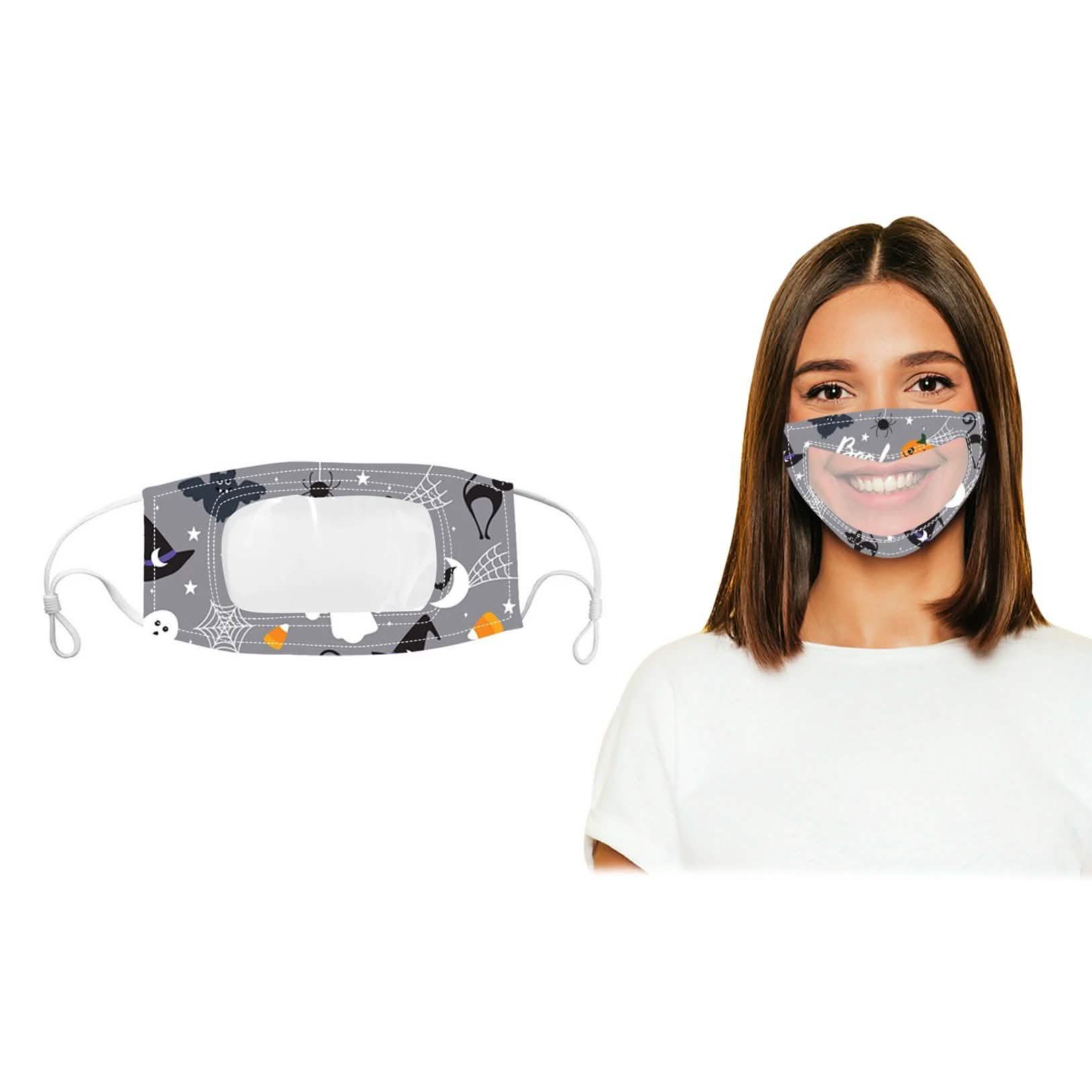 3-Pack: Halloween Edition Smile Communicator Clear Mouth Face Mask DailySale