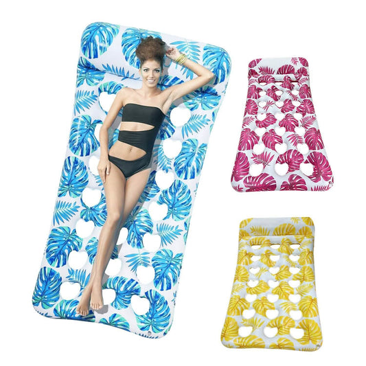 3-Pack: Inflatable Pool Float Raft Water Lounge 330lbs Load-Bearing Mattress with Headrest DailySale