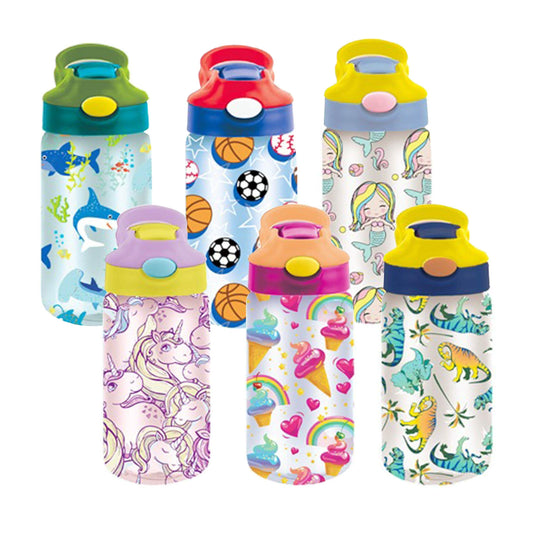 3-Pack: Kids Assorted Water Bottles with Auto Straw DailySale