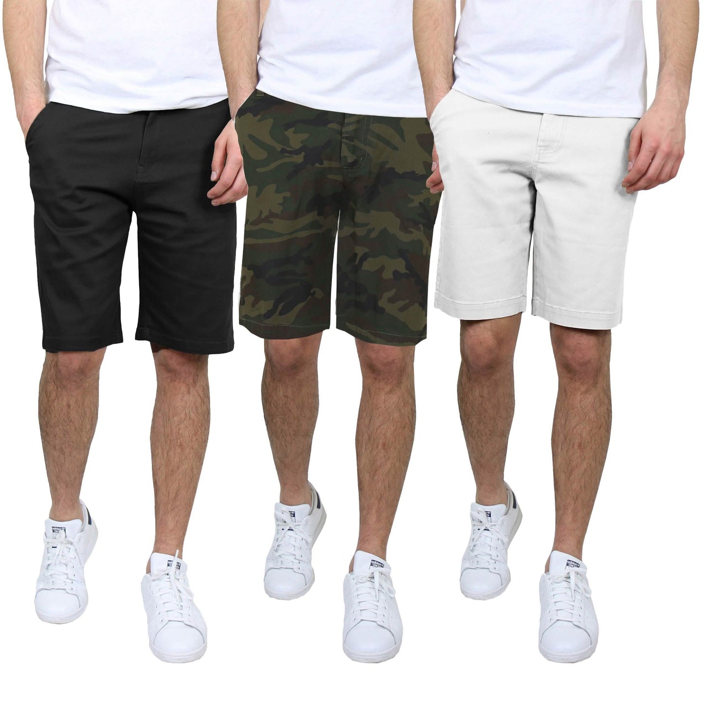 3-Pack: Men's 5-Pocket Flat-Front Slim-Fit Stretch Chino Shorts DailySale