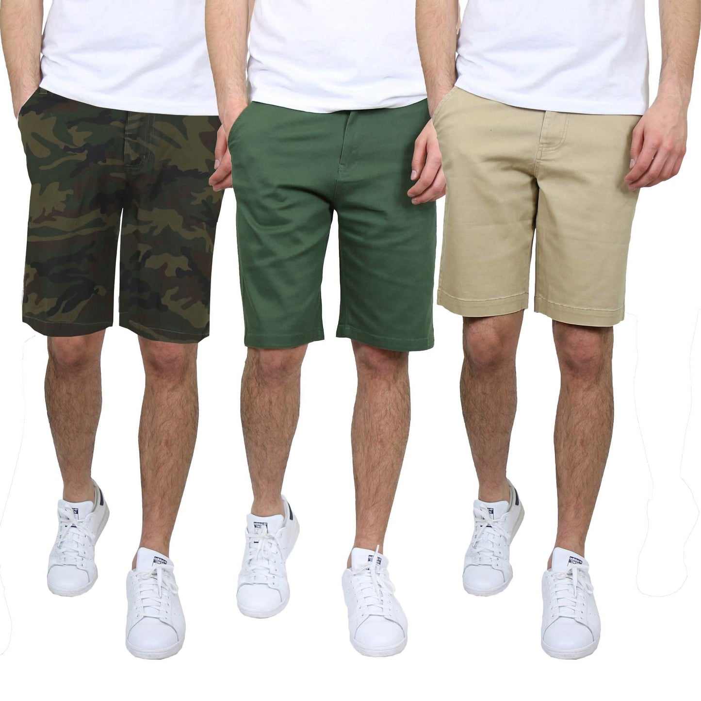 3-Pack: Men's 5-Pocket Flat-Front Slim-Fit Stretch Chino Shorts DailySale
