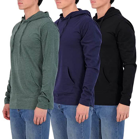 3-Pack: Men's Cotton Lightweight Pullover Hoodies With Pocket DailySale