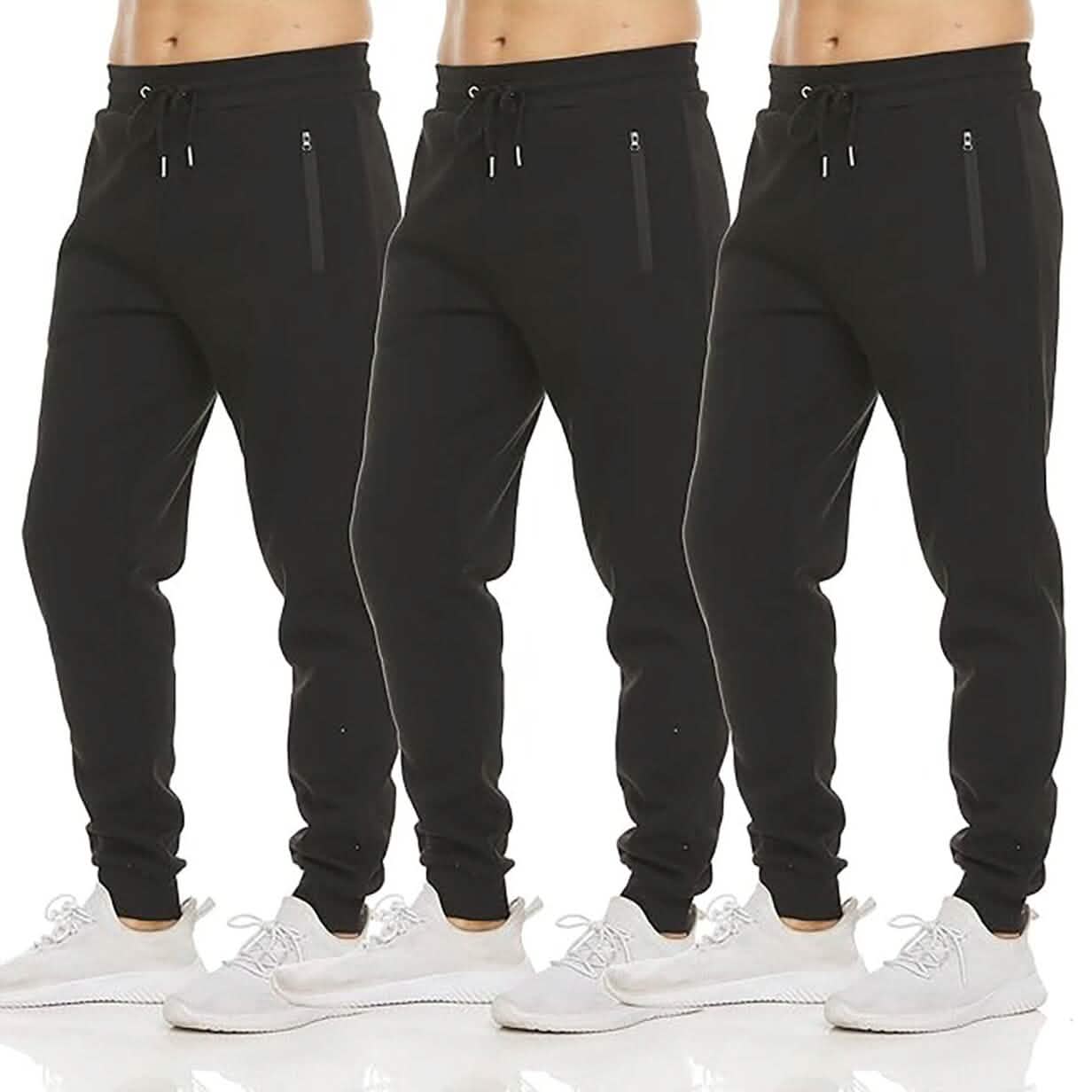 3-Pack: Men's Fleece Active Jogger Pants with Zipper Pockets DailySale