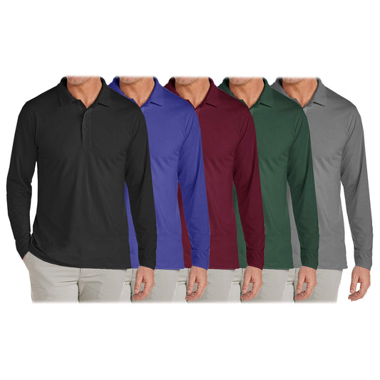 3-Pack: Men's Long Sleeve Pique Polo Shirts DailySale