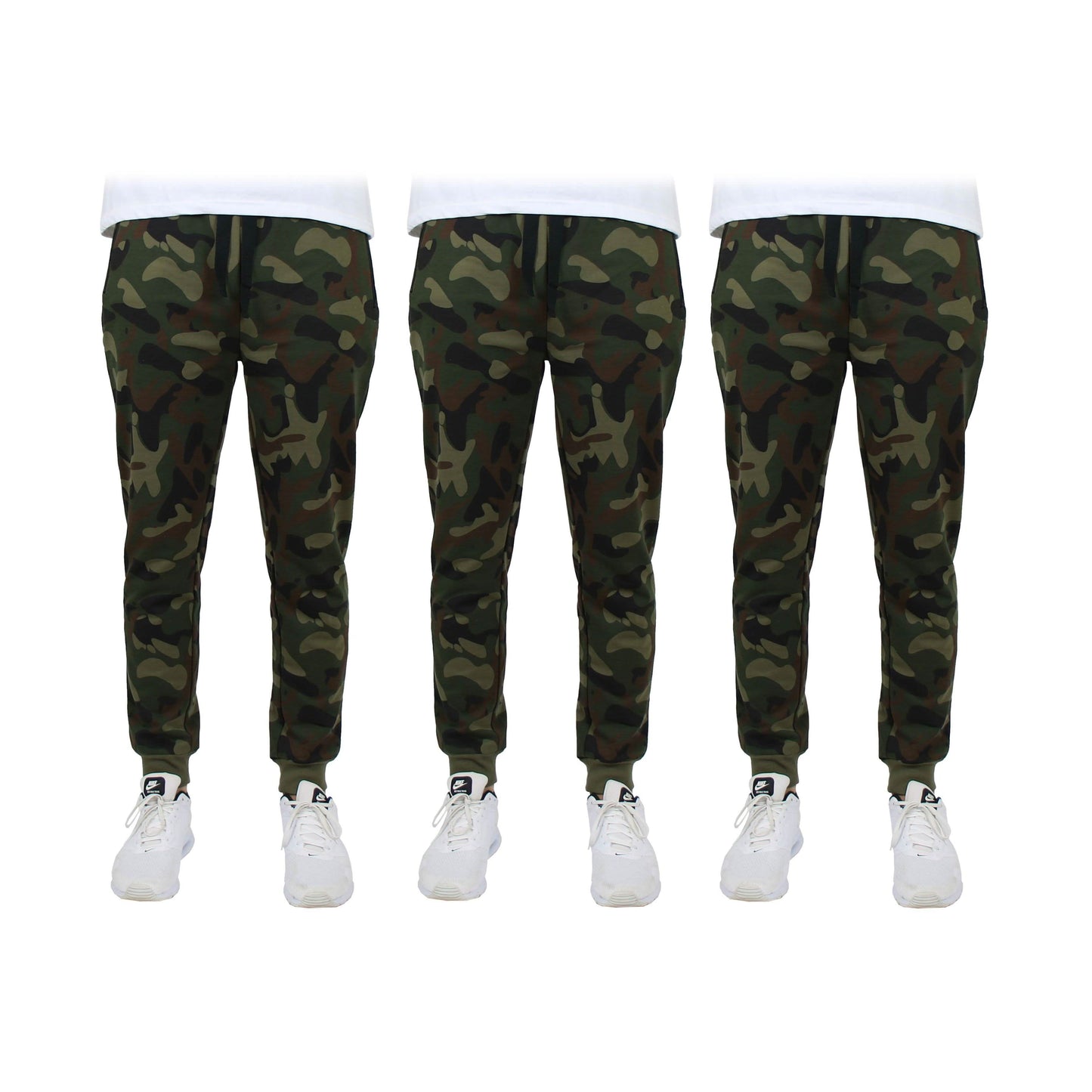 3-Pack: Men's Slim Fitting French Terry Jogger Lounge Pants with Zipper Pockets DailySale
